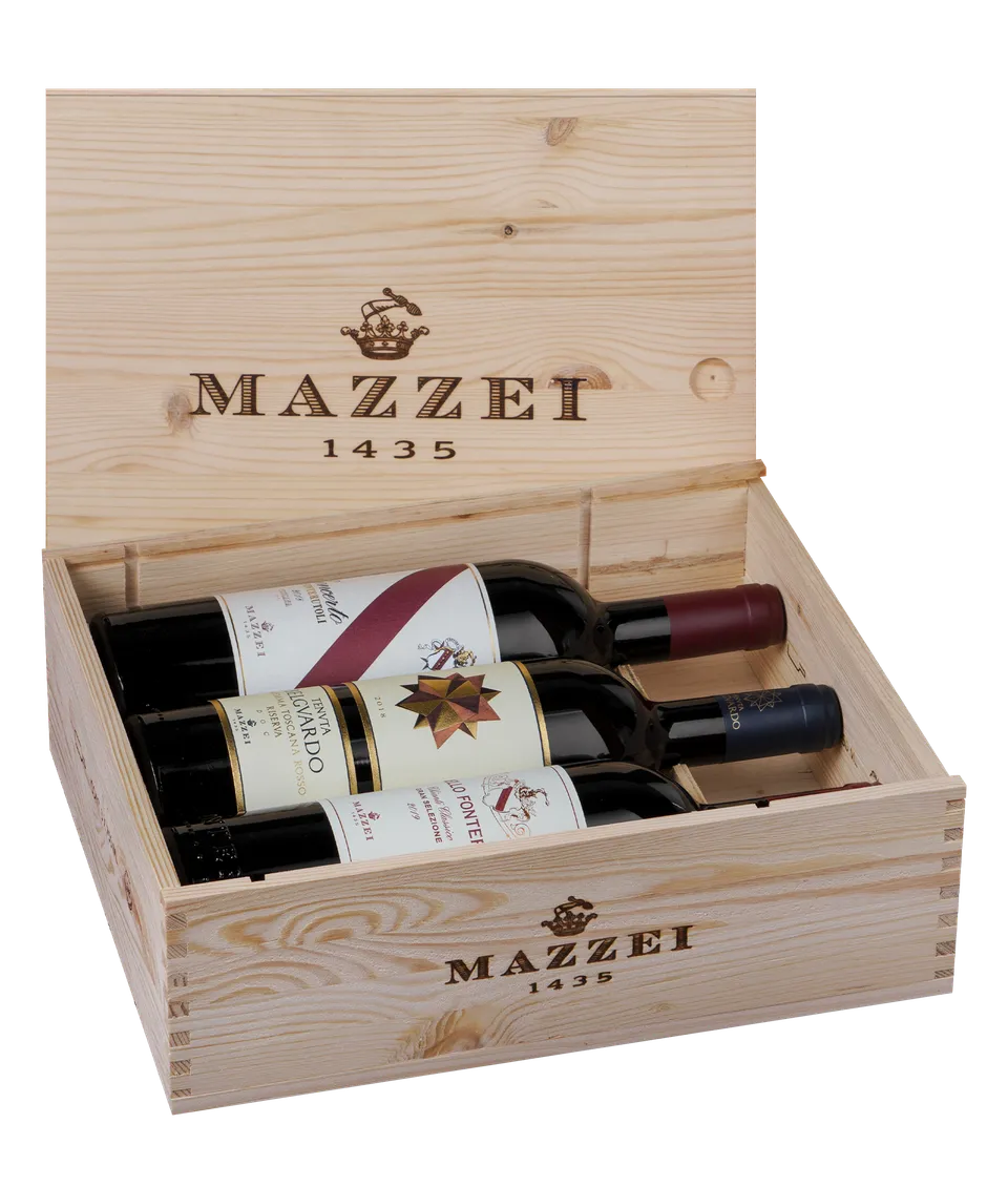 Marchesi Mazzei cassetta legno 3 bottiglie vino