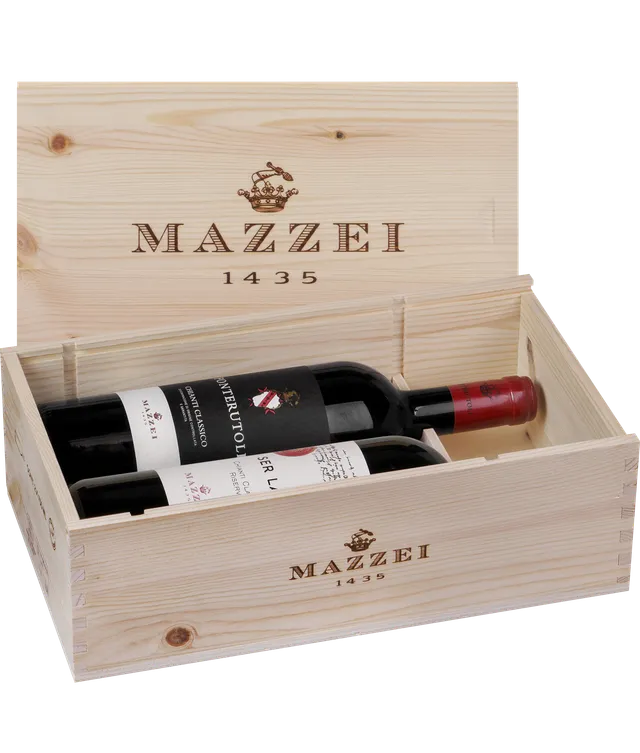 Marchesi Mazzei cassetta legno 2 bottiglie regalo