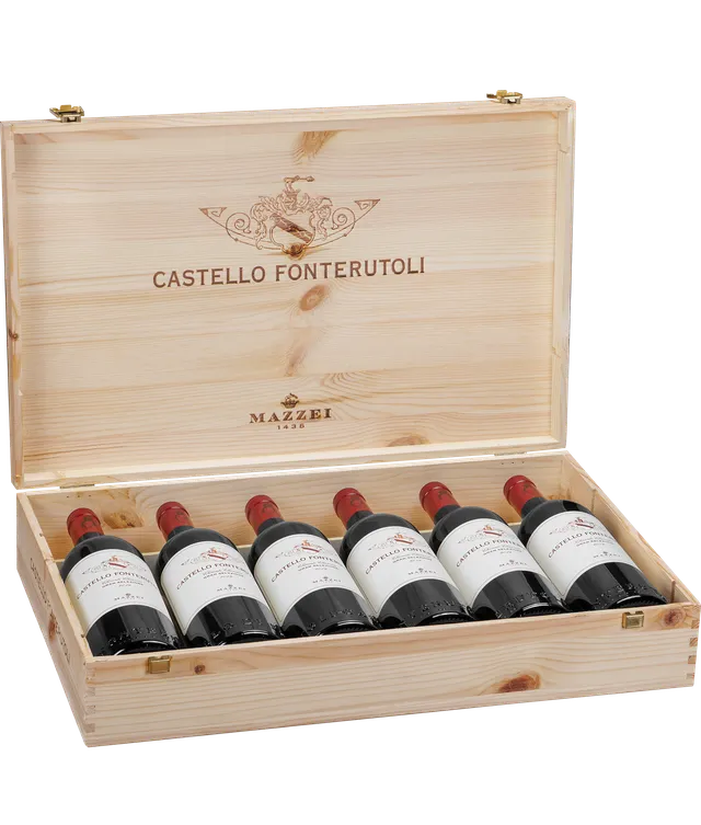 Marchesi Mazzei Fonterutoli cassetta legno 6 bottiglie vuota