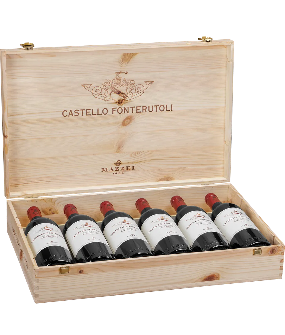 Marchesi Mazzei Fonterutoli cassetta legno 6 bottiglie vuota